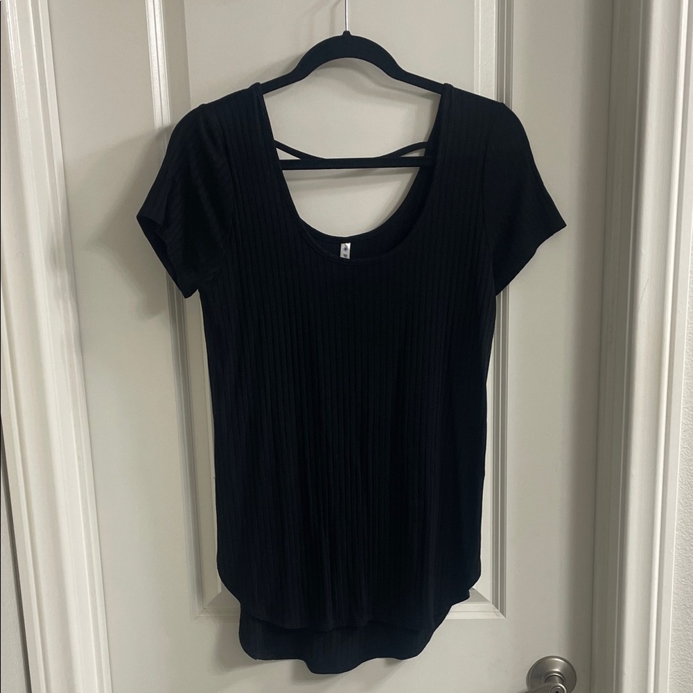 Piphany Sunset Black Short Sleeve Tee with Back Detail